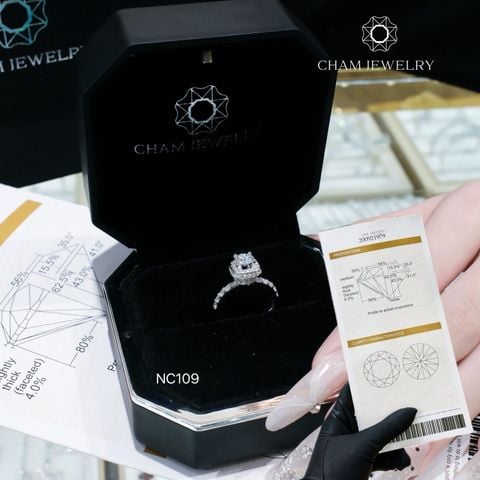 Nhẫn NC109 CHAM JEWELRY, Full Đá Moissanite, Chủ 5.5mm (Barcode TVM110)
