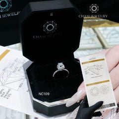 Nhẫn NC109 CHAM JEWELRY, Full Đá Moissanite, Chủ 5.5mm (Barcode TVM110)
