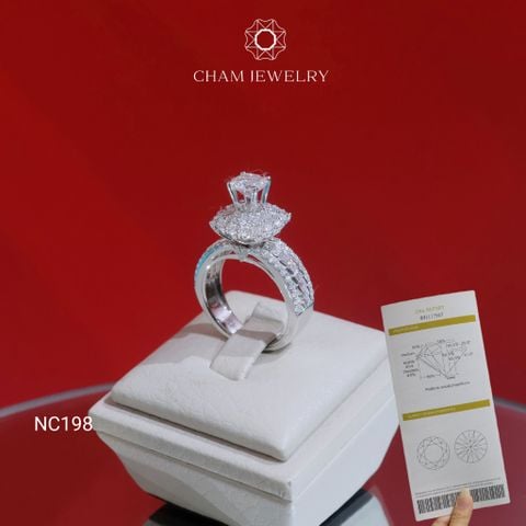Nhẫn NC198 CHAM JEWELRY, Full Đá Moissanite Chủ 6.0mm (Barcode OCNN25)