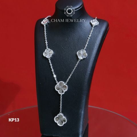 Dây Chuyền KP13 CHAM JEWELRY, Dây Full Cỏ 4 Lá Trắng (Barcode CHPD492)