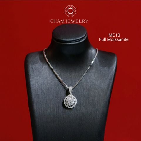 Mặt Dây Chuyền MC10 CHAM JEWELRY , Full Moissanite Cao Cấp, Chủ 4.0mm (Barcode OM06).