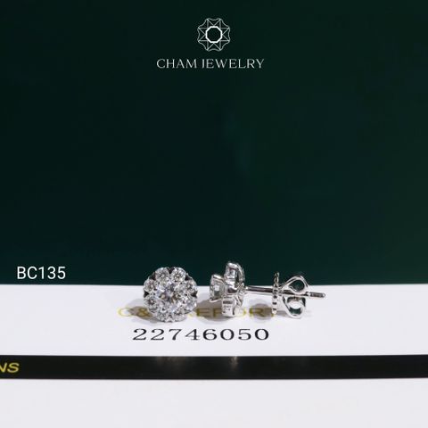Hoa Tai CHAM JEWELRY BC135, Hoa Tai Chủ 4.0mm Full Moissanite C&C  (OCB45 )