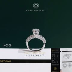 Nhẫn NC309 CHAM JEWELRY, Đá Moissanite C&C Chủ 7.2mm (Barcode OCNN117)