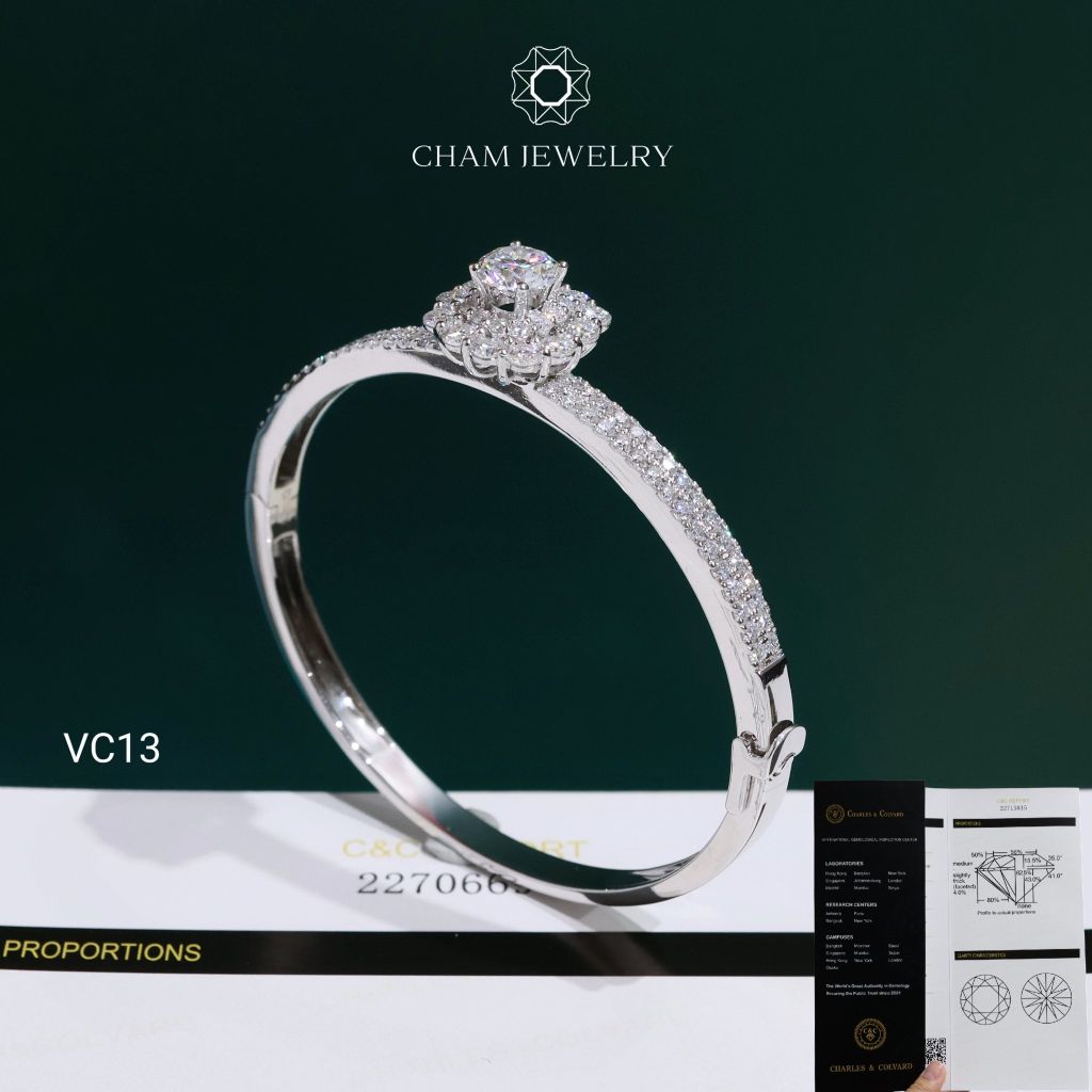 Vòng Tay VC13 CHAM JEWELRY, Vòng Full Moissanite C&C Chủ 7.2mm (Barcode OCV09).