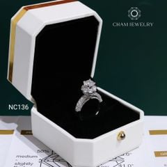Nhẫn NC136 CHAM JEWELRY, Full Đá Moissanite, Chủ 6.3mm (Barcode OCNN01).
