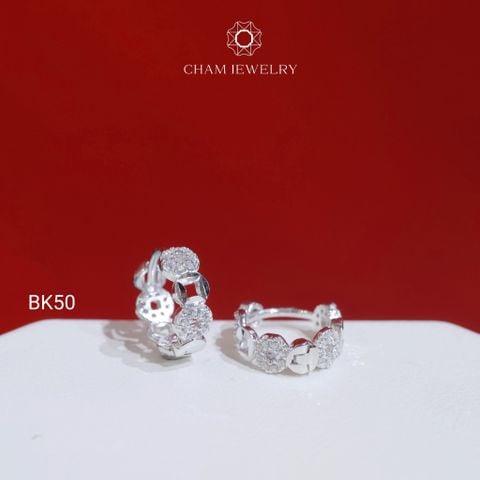 Hoa Tai BK50 CHAM JEWELRY, Hoa Tai Kim Tiền Bản 4.0mm (Barcode TBK312).