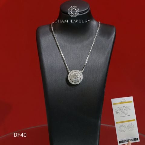 Dây Chuyền DF40 CHAM JEWELRY, Dây Liền Mặt Tròn Full Đá Moissanite, Chủ 6.5mm (Barcode OCD04).