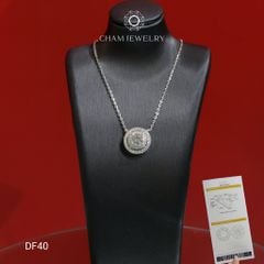 Dây Chuyền DF40 CHAM JEWELRY, Dây Liền Mặt Tròn Full Đá Moissanite, Chủ 6.5mm (Barcode OCD04).