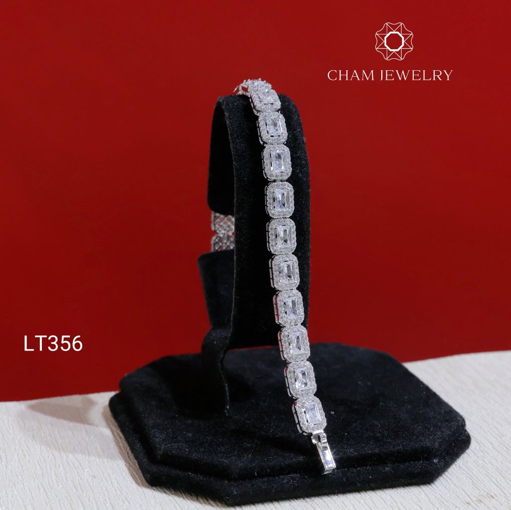Lắc Tay LT356 CHAM JEWELRY , Lắc Chữ Nhật Viền Tấm (Barcode KLT57).
