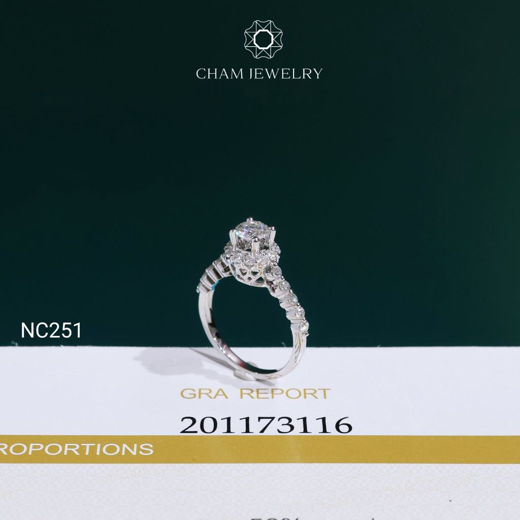 Nhẫn NC251 CHAM JEWELRY, Nhẫn Full Đá Moissanite Chủ 5.0mm (Barcode OCNN57)