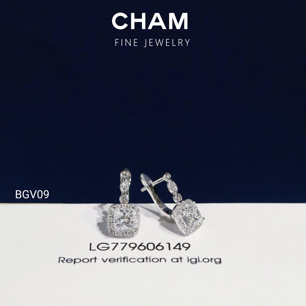 Hoa Tai BGV09 Vàng 10k Kim Cương Lab Grown Diamond (Barcode CBV02)