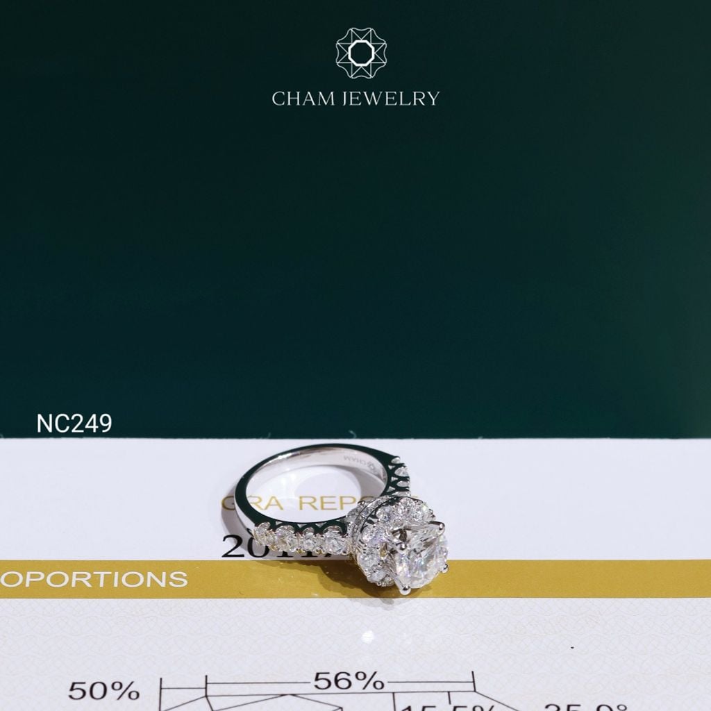 Nhẫn NC249 CHAM JEWELRY, Nhẫn Đá Moissanite C&C Chủ 7.0mm (Barcode OCNN62)