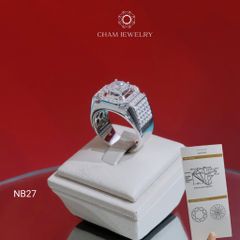 Nhẫn Nam NB27 CHAM JEWELRY, Full Moissanite Chủ 7.5mm (Barcode TVM149)