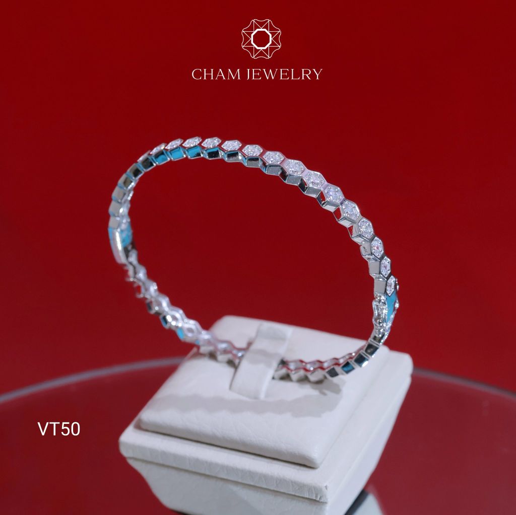 Vòng Tay VT50 CHAM JEWELRY, Vòng Full Đá Lục Giác 2.0mm (Barcode CV8060)