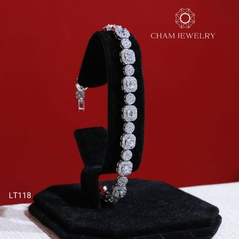 Lắc Tay LT118 CHAM JEWELRY, Xoàn Vuông Khoá Cao Cấp 4.0mm (Barcode TLT1045).