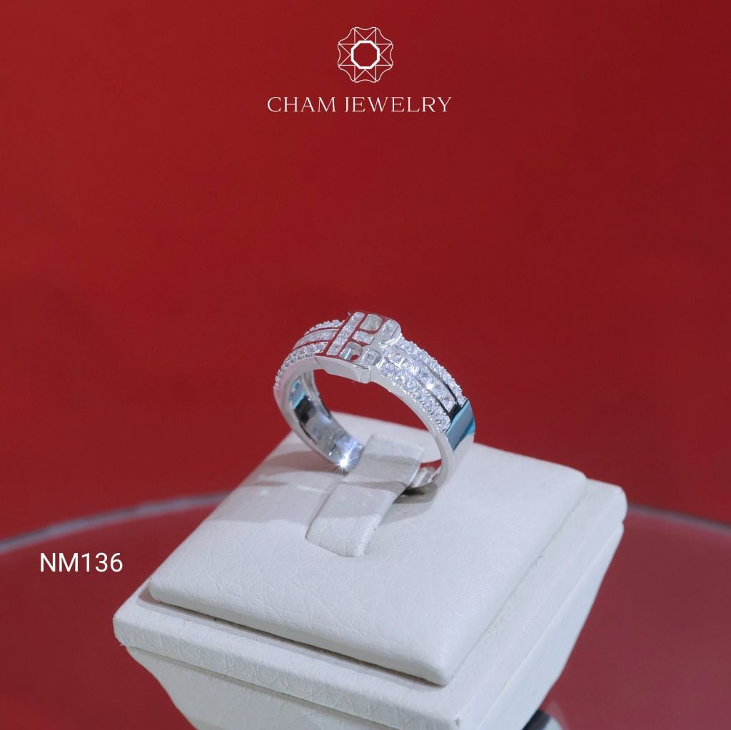 Nhẫn NM136 CHAM JEWELRY, Nhẫn Chữ B Bản 5.5mm (Barcode CNNAM49).