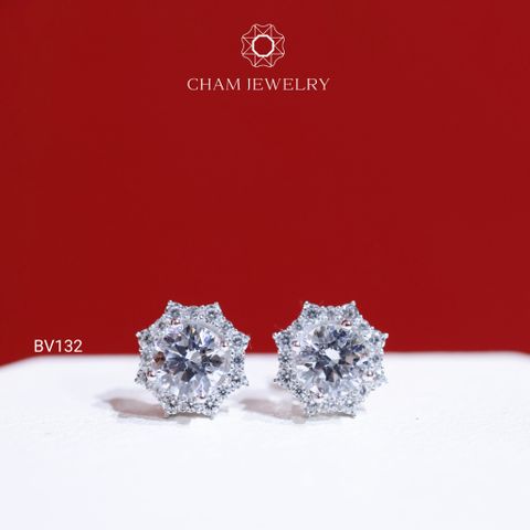 Hoa Tai CHAM JEWELRY BV132, Viên Chủ 6.5mm ( Barcode TBV391).
