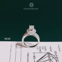 Nhẫn NC52 CHAM JEWELRY, Full Kim Cương Moissanite 5.4mm (Barcode ONNU38).