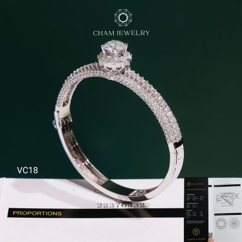 Vòng Tay VC18 CHAM JEWELRY, Vòng Full Moissanite C&C Chủ 8.0mm (Barcode OCV10).