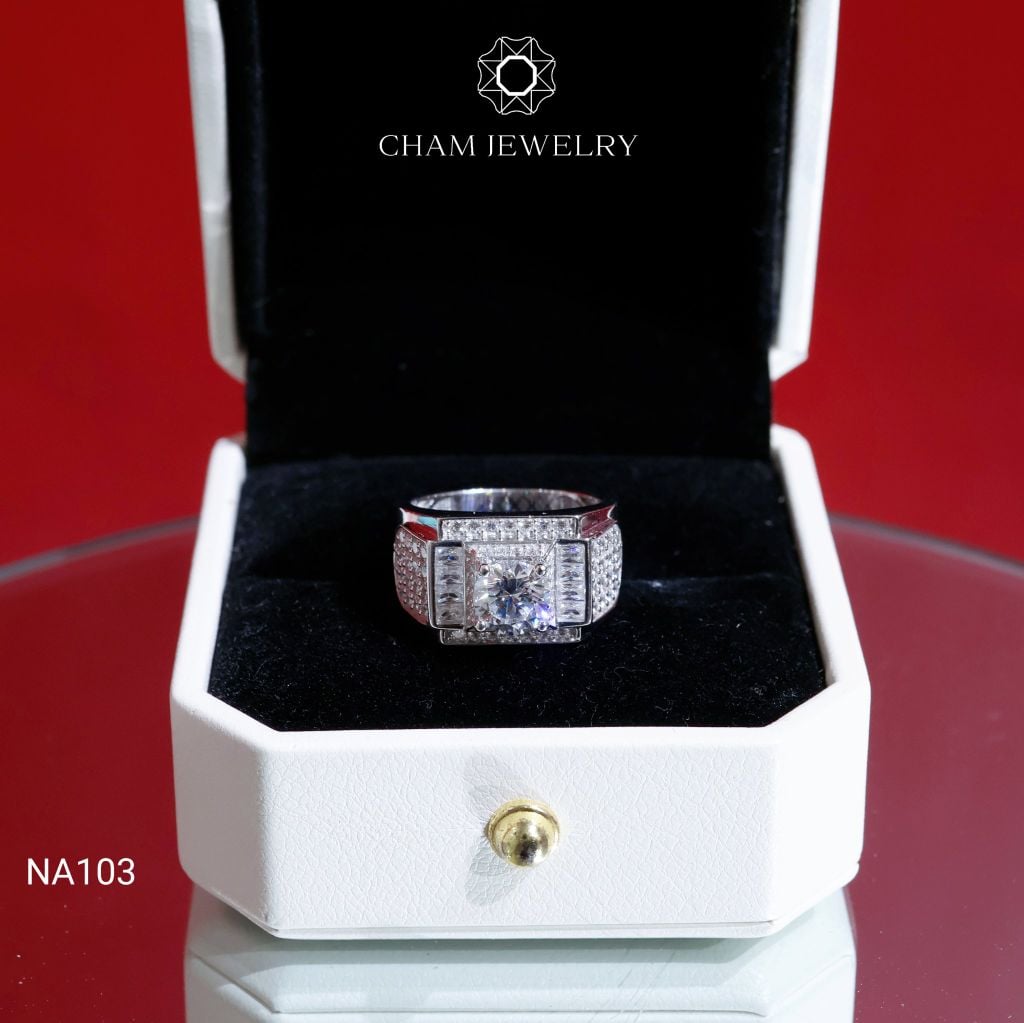 Nhẫn Nam NA103 CHAM JEWELRY, Chủ 6.5mm (Barcode TNNA421).