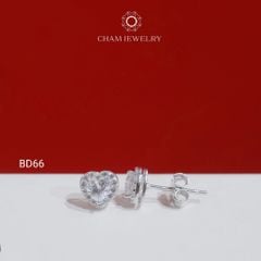 Hoa Tai BD66 CHAM JEWELRY, Hoa Tai Trái Tim Chủ Tim 4.0mm (Barcode TBD1733).