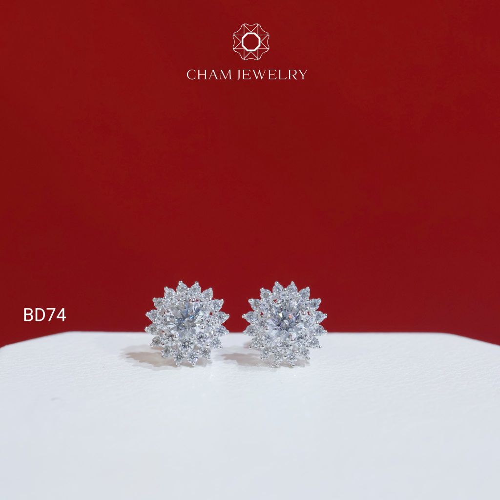 Hoa Tai BD74 CHAM JEWELRY , Chủ 4.0mm ( Barcode TBD1434).