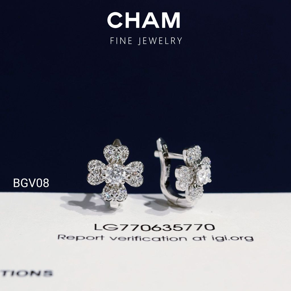 Hoa Tai BGV08 Vàng 10k Kim Cương Lab Grown Diamond (Barcode BT176)
