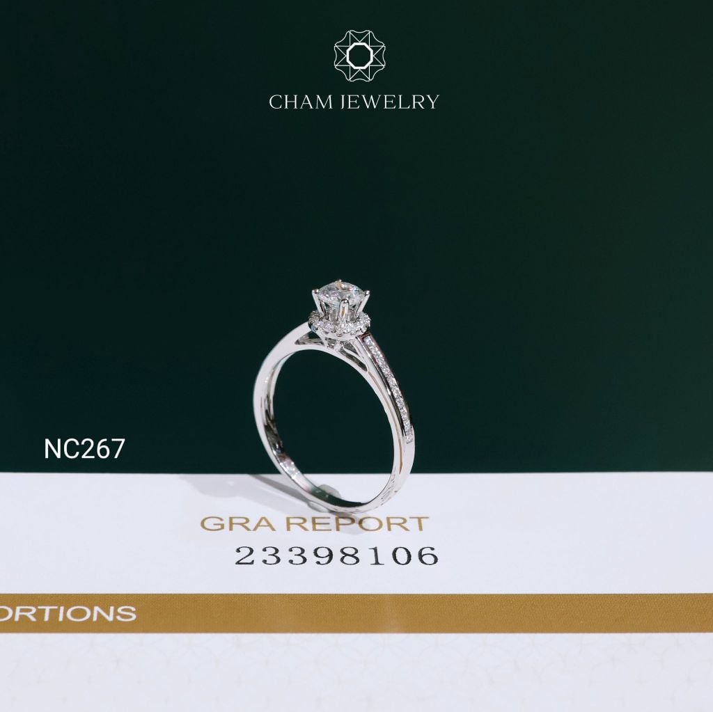 Nhẫn NC267 CHAM JEWELRY, Nhẫn Full Đá Moissanite Chủ 4.5mm (Barcode OCNN95)