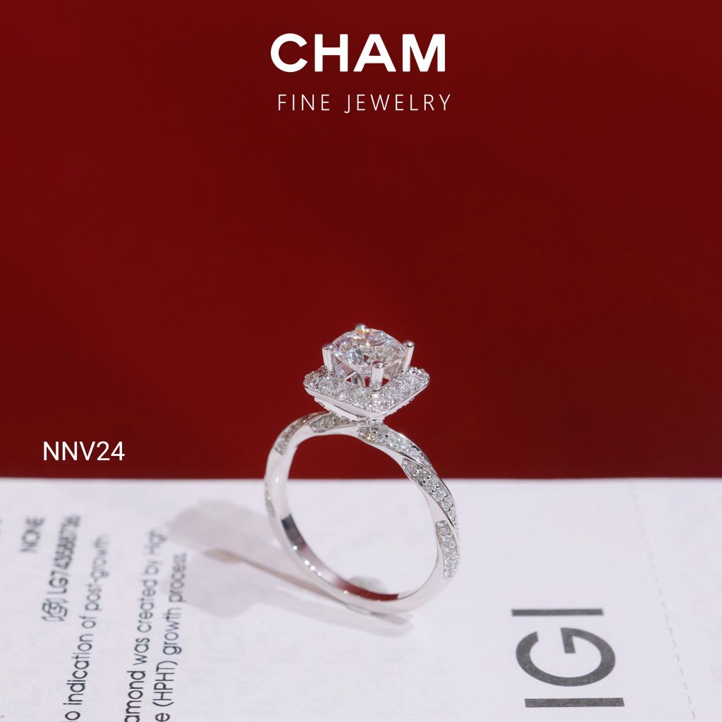Nhẫn Nữ NNV24 Chủ 6.3mm Vàng 10k Kim Cương Lab Grown Diamond
