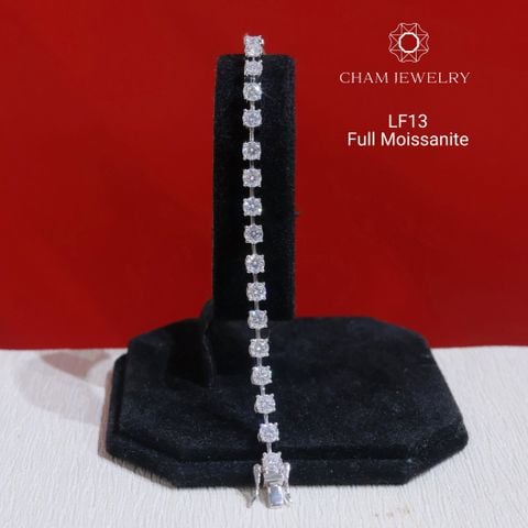 Lắc Tay LF13 CHAM JEWELRY, Lắc Full Đá Moissanite 4.0mm (Barcode OCL01)