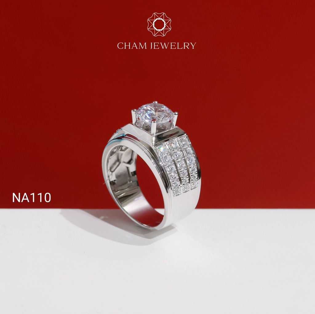 Nhẫn Nam NA110 CHAM JEWELRY, Chủ 8.0mm (Barcode TNNA402 - PNH02 ).