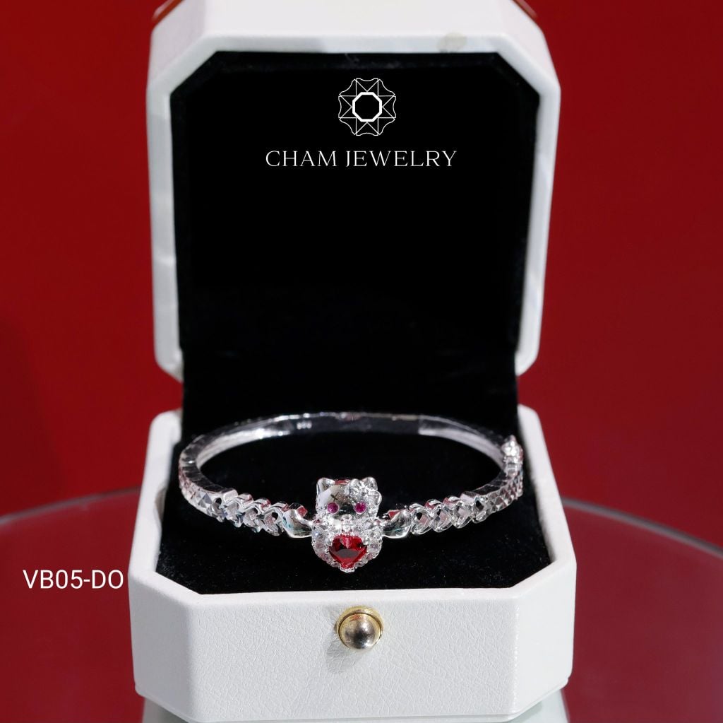 Vòng Tay Bé VB05 CHAM JEWELRY, Vòng Mèo Tim (Barcode TVE42)