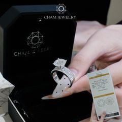 Nhẫn NC116 CHAM JEWELRY, Full Đá Moissanite, Chủ 6.3mm (Barcode ONNU196)