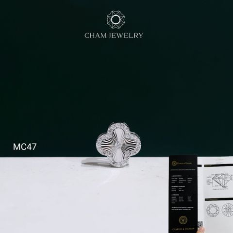 Mặt Dây Chuyền MC47 CHAM JEWELRY ,Mặt Hoa 4 Lá Full Moissanite C&C (OCM48)