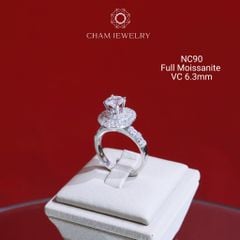 Nhẫn NC90 CHAM JEWELRY, Full Đá Moissanite, Chủ 6.3mm (Barcode ONNU08)