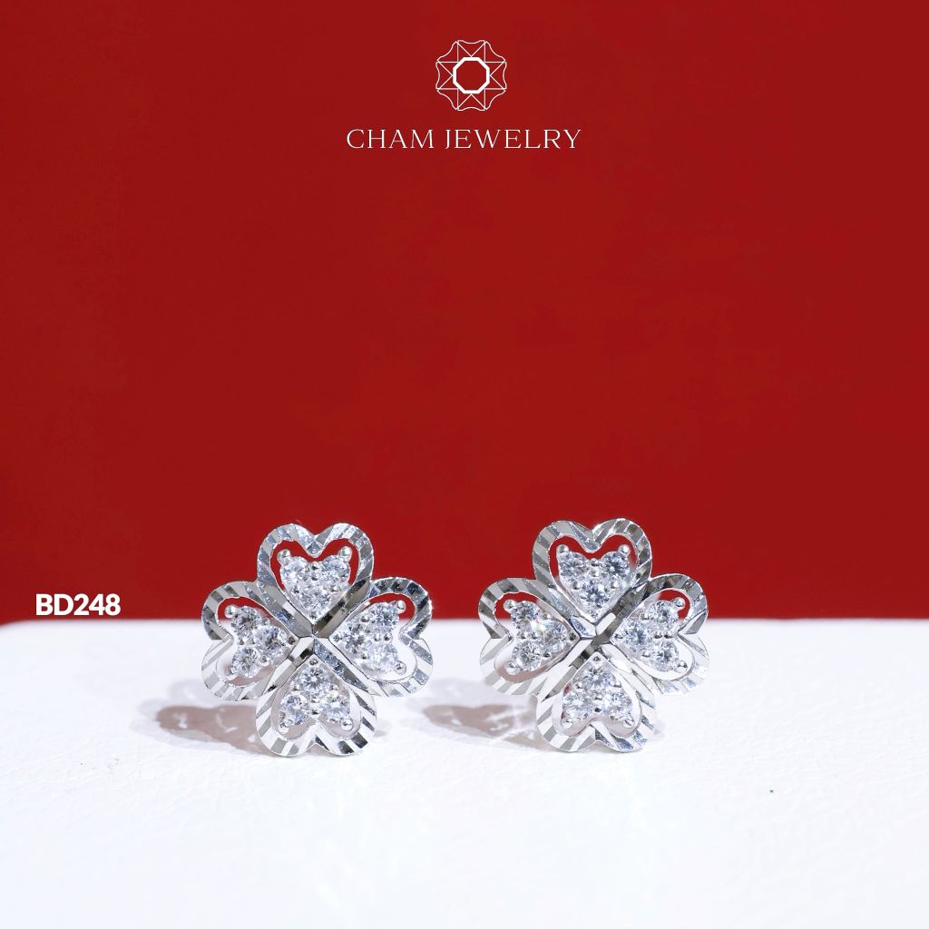 Hoa Tai BD248 CHAM JEWELRY, Cỏ 4 Lá  (Barcode TBD1257).