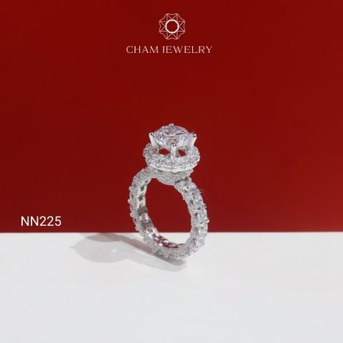 Nhẫn NN225 CHAM JEWELRY, Đai Full Đá Chủ 9.0mm( Barcode TNN679).
