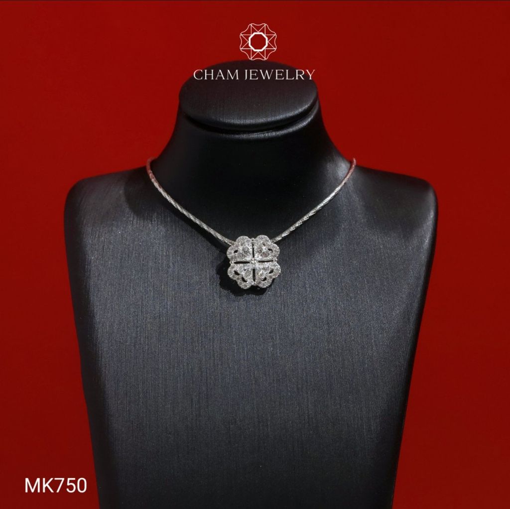 Mặt Dây Chuyền MK750 CHAM JEWELRY, Mặt Hoa 4 Cánh Full Đá (Barcode TMX454)