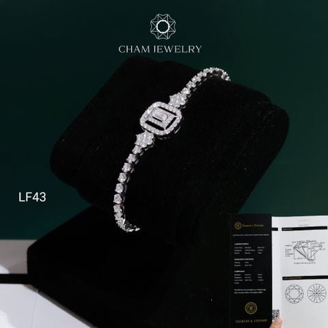 Lắc Tay LF43 CHAM JEWELRY, Lắc Kiểu Full Moissanite C&C (Barcode OCL12)