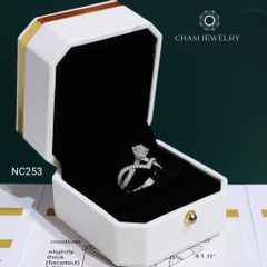 Nhẫn NC253 CHAM JEWELRY, Nhẫn Full Đá Moissanite Chủ 6.5mm (Barcode OCNN60)