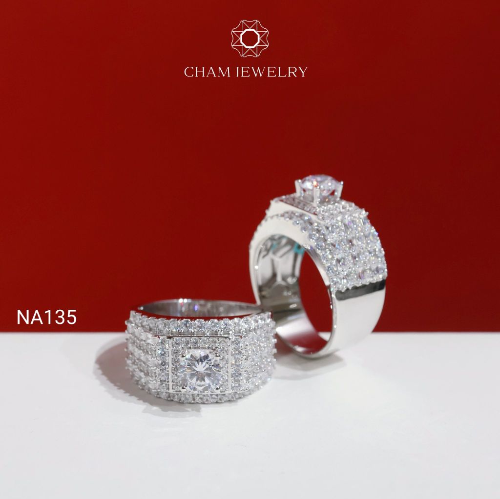 Nhẫn Nam NA135 CHAM JEWELRY, Chủ 6.5mm (Barcode PNH07).