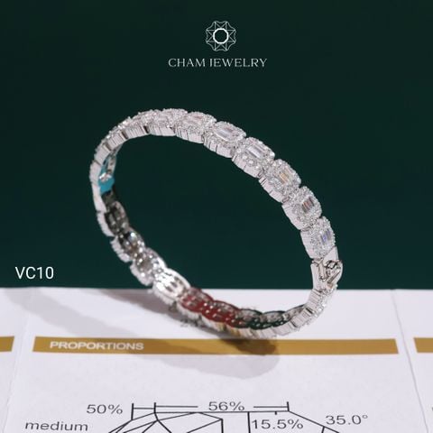Vòng Tay VC10 CHAM JEWELRY, Vòng Full Moissanite (Barcode OCV03).