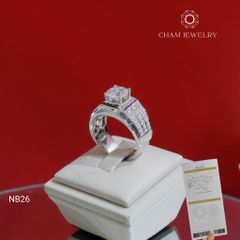 Nhẫn Nam NB26 CHAM JEWELRY, Full Moissanite Chủ 8.0mm (Barcode TVM79)