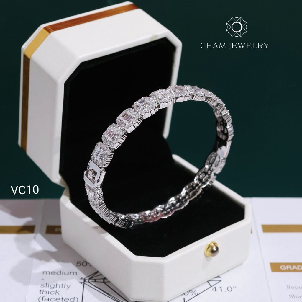 Vòng Tay VC10 CHAM JEWELRY, Vòng Full Moissanite (Barcode OCV03).