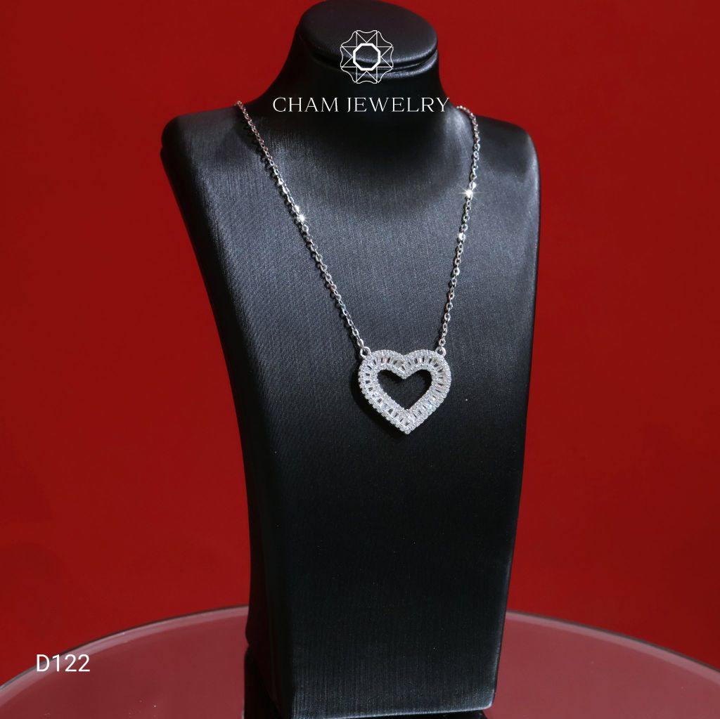 Dây Chuyền D122 CHAM JEWELRY, Dây Chuyền Tim Full Đá Barget (Barcode CDAY19)