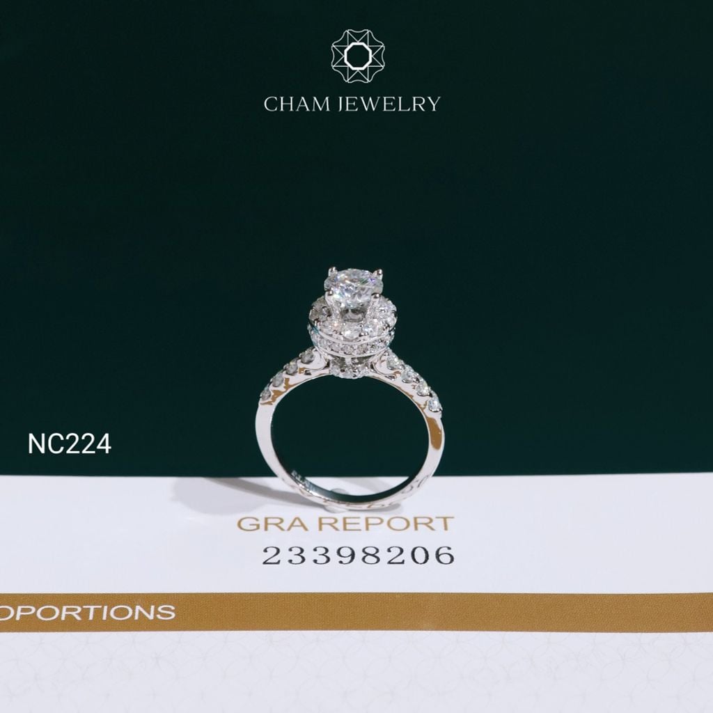Nhẫn NC224 CHAM JEWELRY, Nhẫn Full Đá Moissanite Chủ 6.0mm (Barcode TVM174)