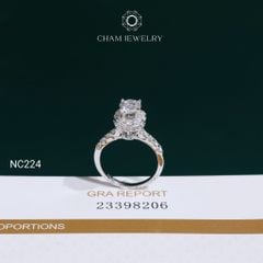 Nhẫn NC224 CHAM JEWELRY, Nhẫn Full Đá Moissanite Chủ 6.0mm (Barcode TVM174)
