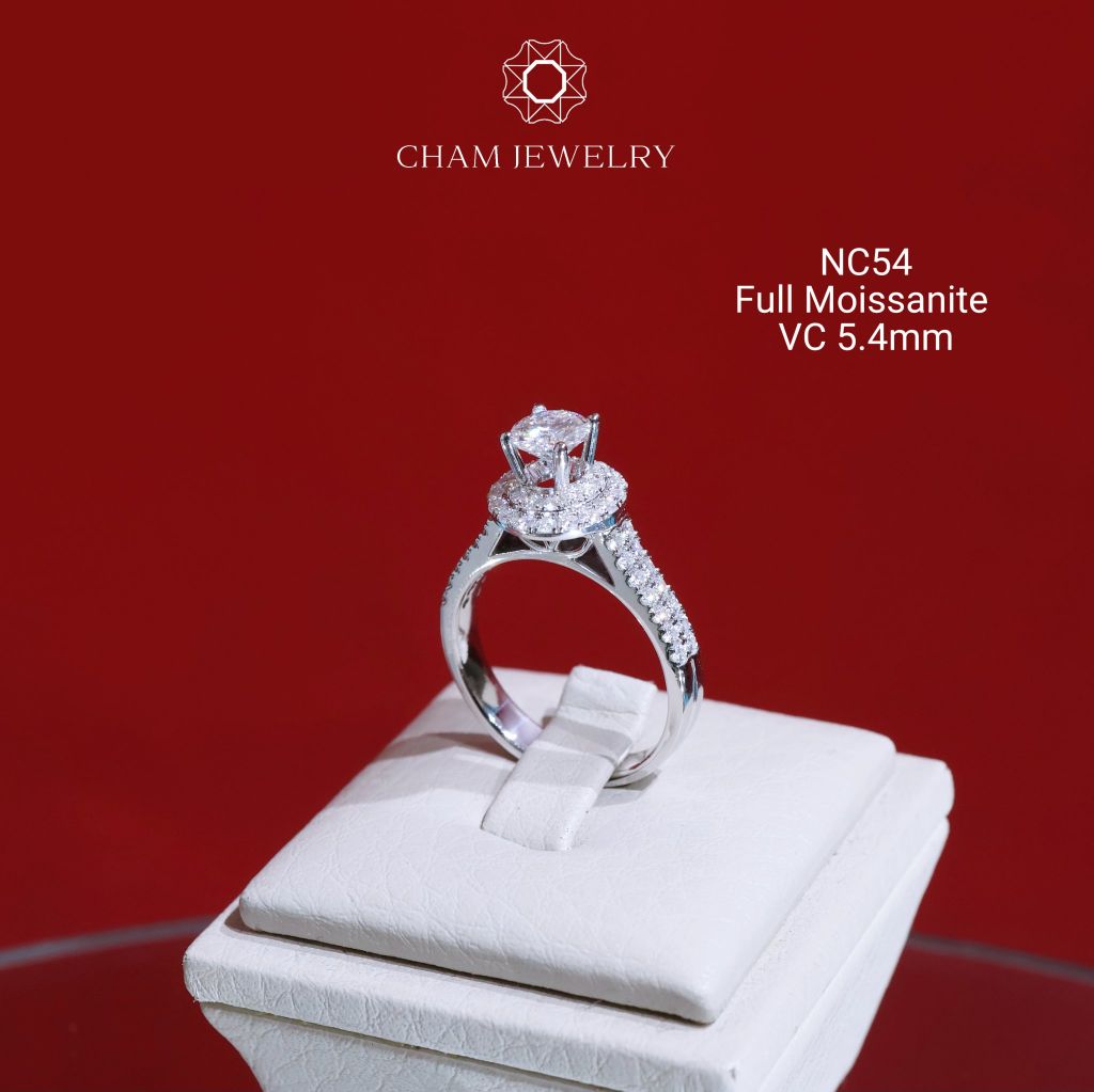 Nhẫn NC54 CHAM JEWELRY, Full Kim Cương Moissanite Chủ 5.4mm (Barcode ONNU48).