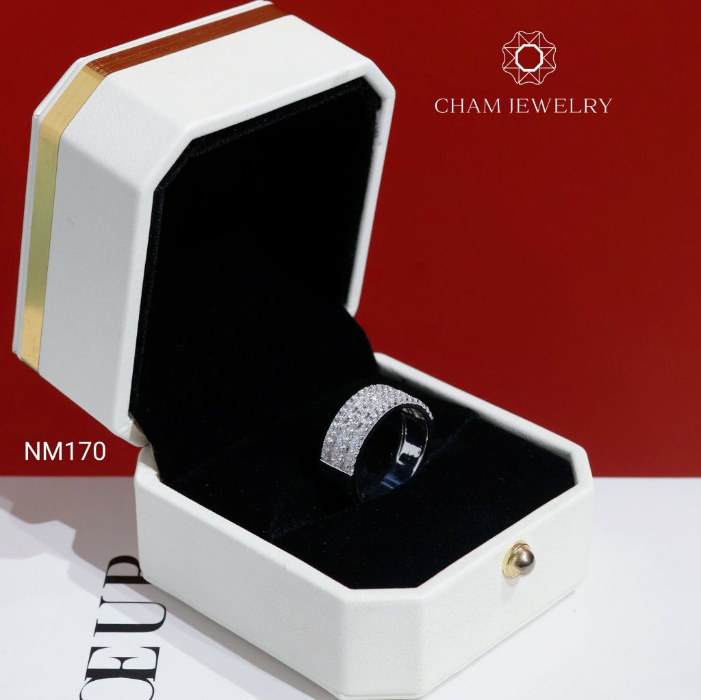 Nhẫn NM170 CHAM JEWELRY, Nhẫn Kiểu Full Đá Bản 7.5mm (Barcode NNH152).