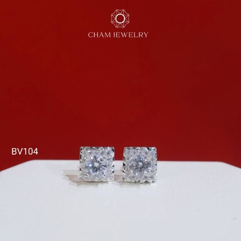 Hoa Tai BV104 CHAM JEWELRY, Hoa Tai Viền Chạm Máy Chủ 5.0mm ( TBV372).